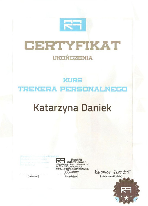 Certyfikat Trenera Personalnego
